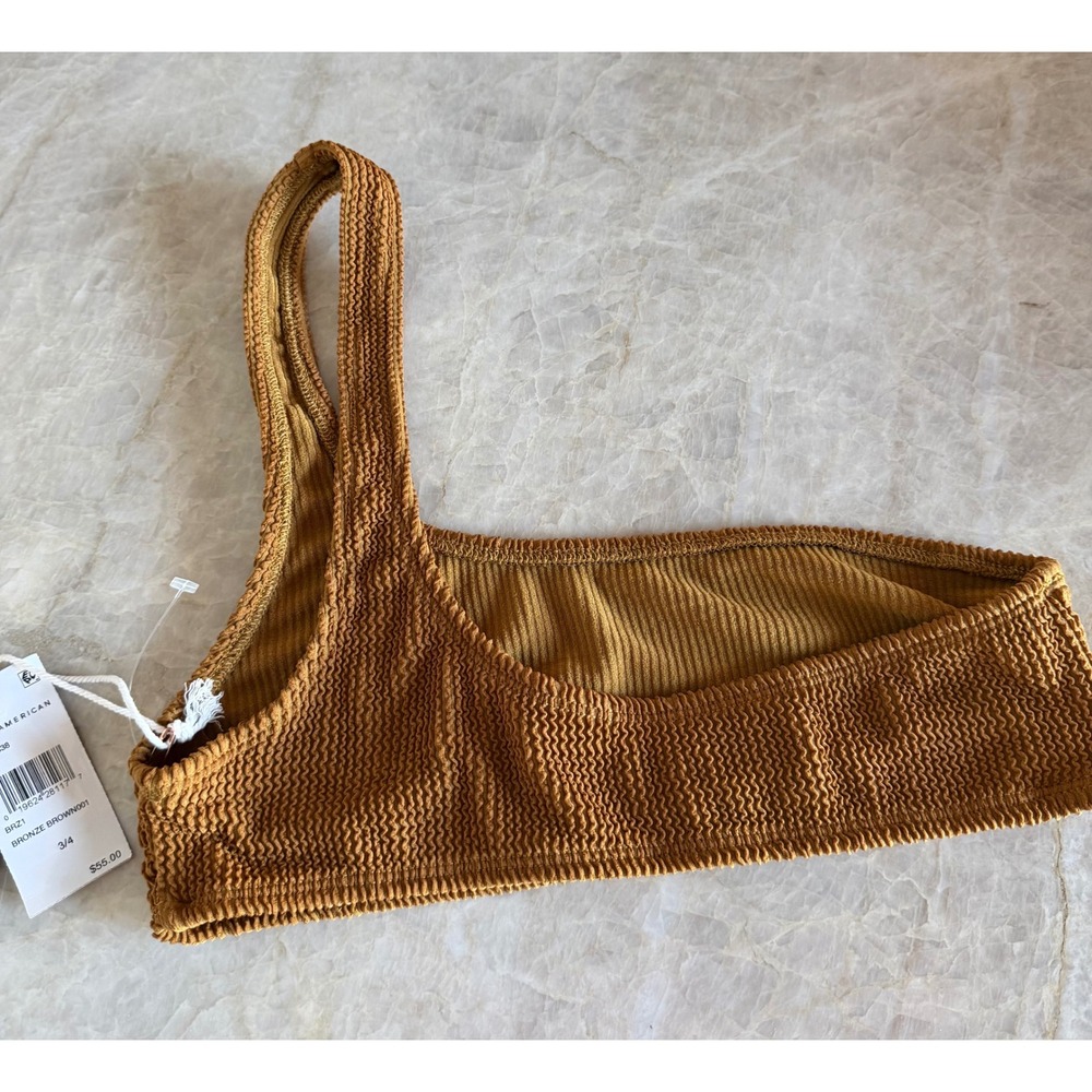 NWT Good American Always Fits One Shoulder Bikini Top Bronze Brown Size 3/4 - Picture 2 of 4